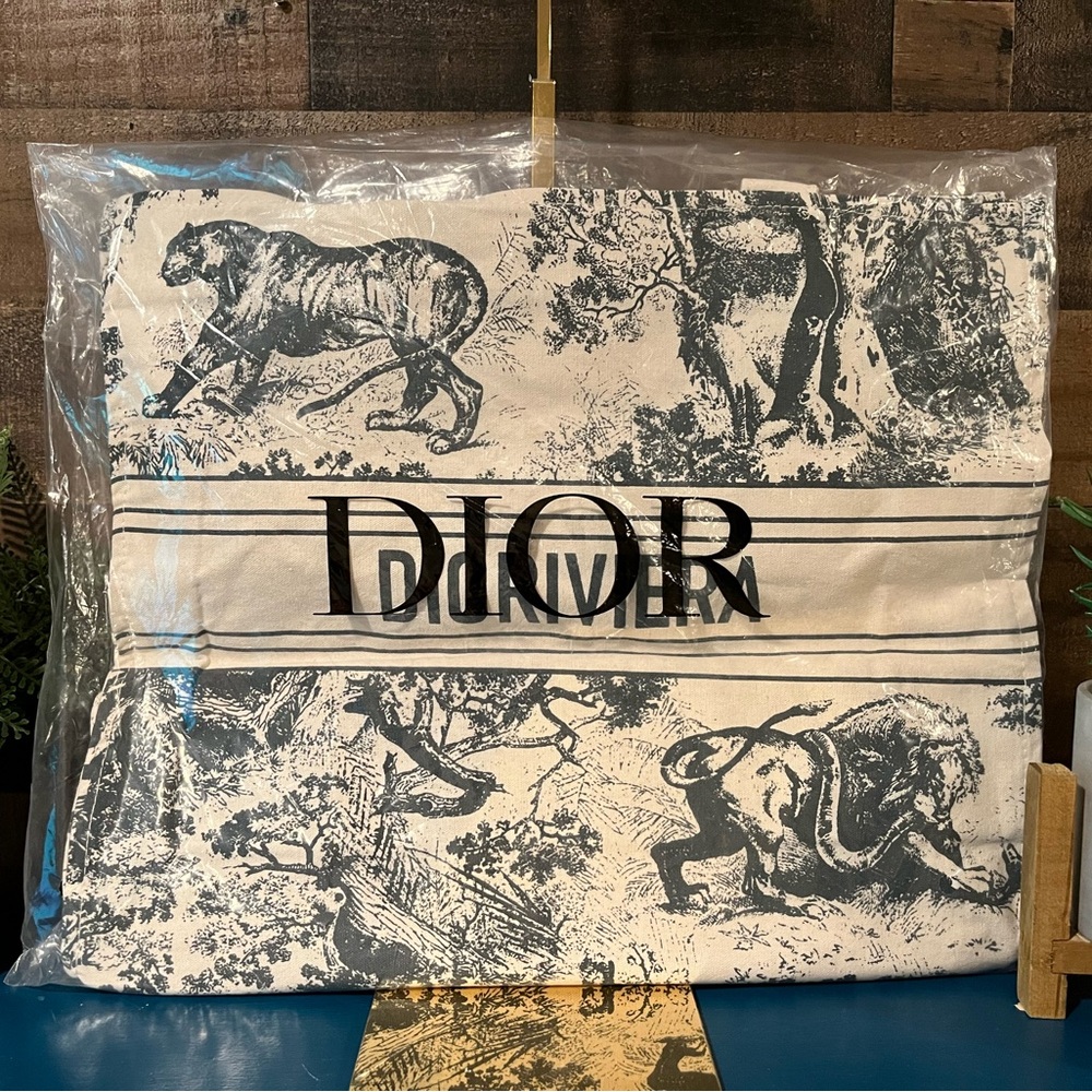 Christian Dior Tote Bag New in Package Grey Cream White DIORIVIERA Shopper CD